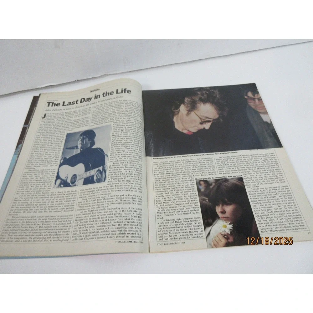 Time Magazine December 22 1980 John Lennon When the Music Died Cover